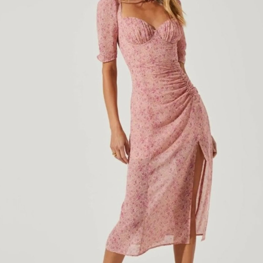 Astr Pink Milkmaid Dress